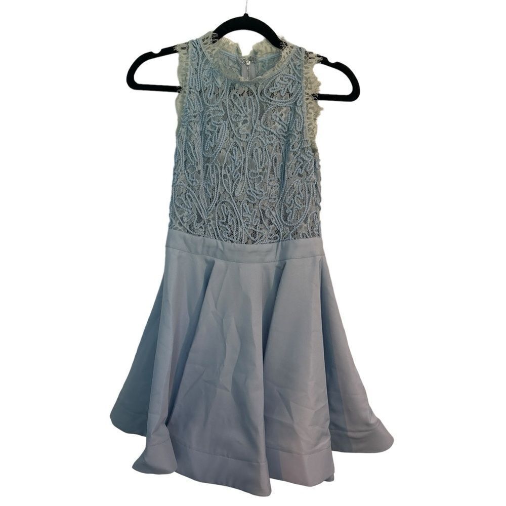 Honey Chelsea Textured Lace Top Dress Light Blue Size XS